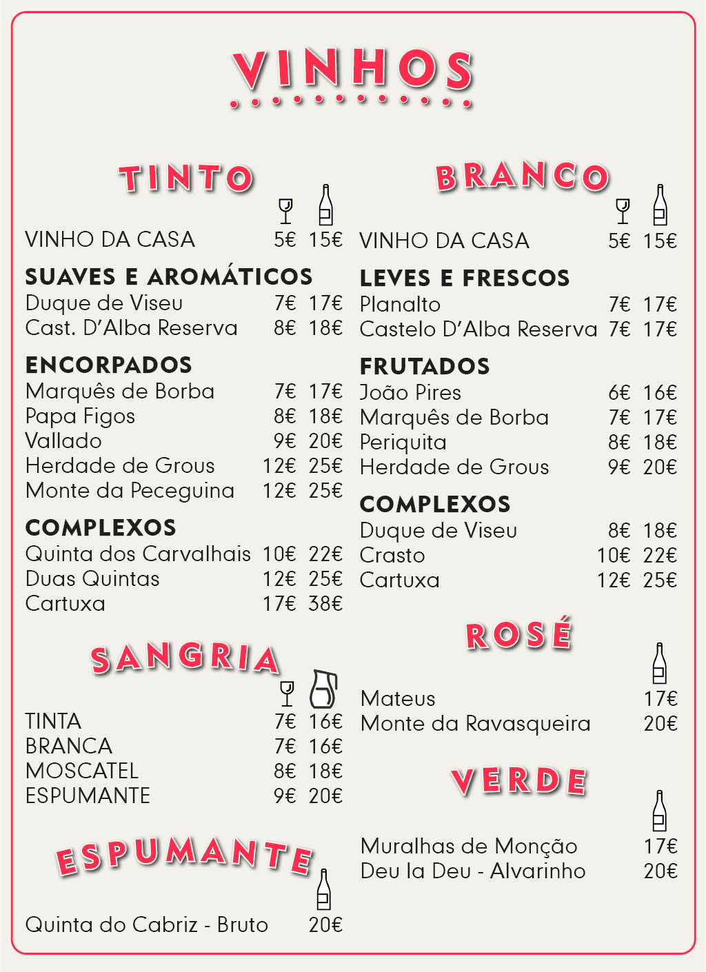 Wine Menu